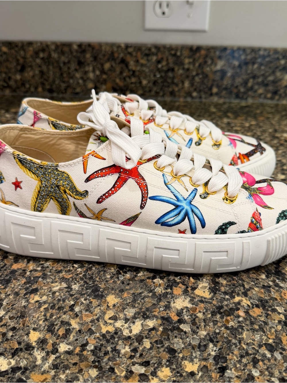 Versace White Canvas Starfish Print Women's Sneakers size 38